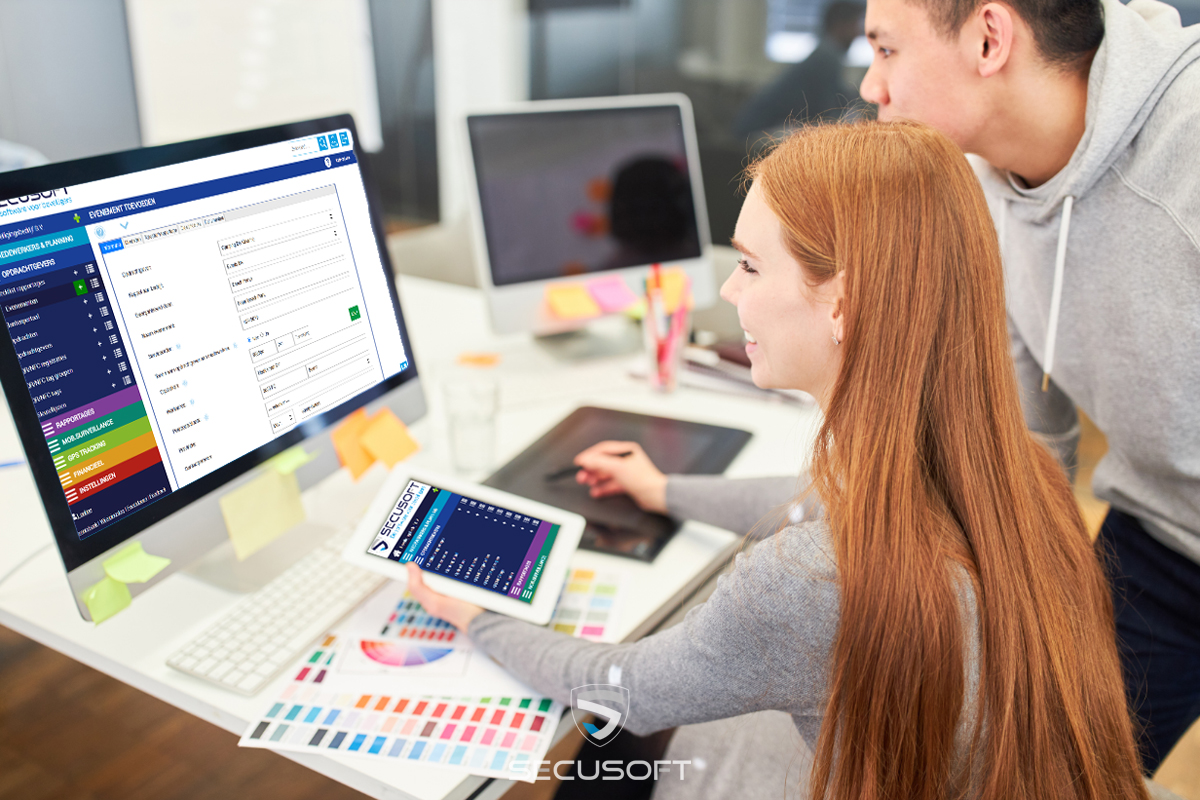 Planners evenementenbeveiliging op kantoor met Secusoft planningssoftware