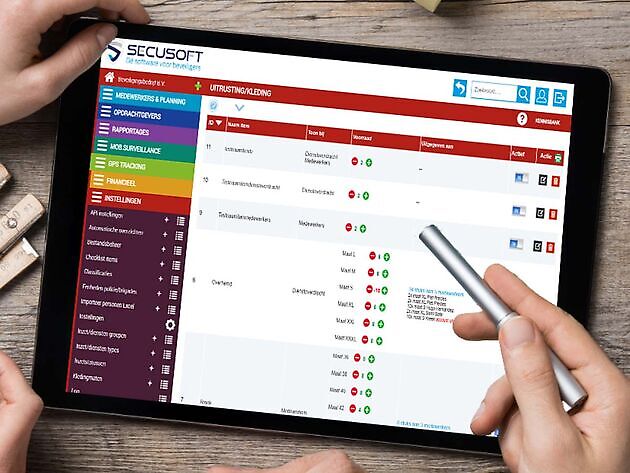 Registratie van uitrusting en hulpmiddelen voor beveiligers Secusoft, dé software voor beveiligers