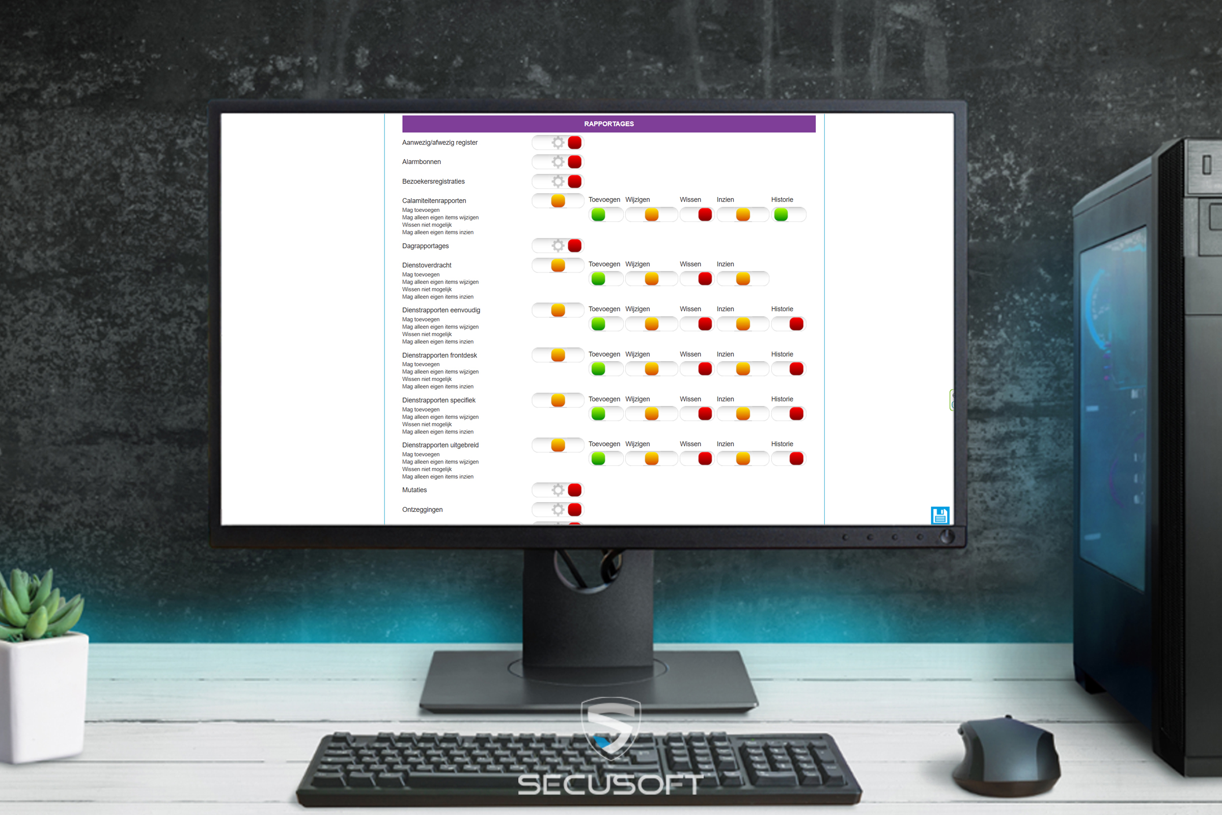 Rechten instellen per medewerker in Secusoft
